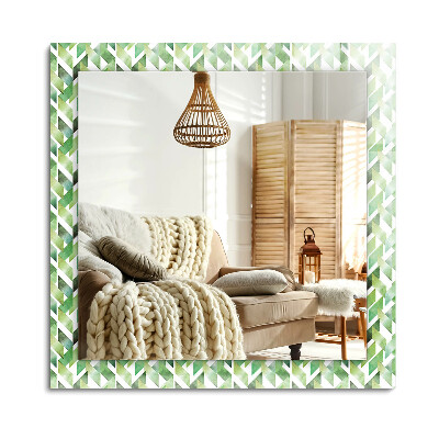 Oglinda dreptunghiulară decor perete Model geometric verde