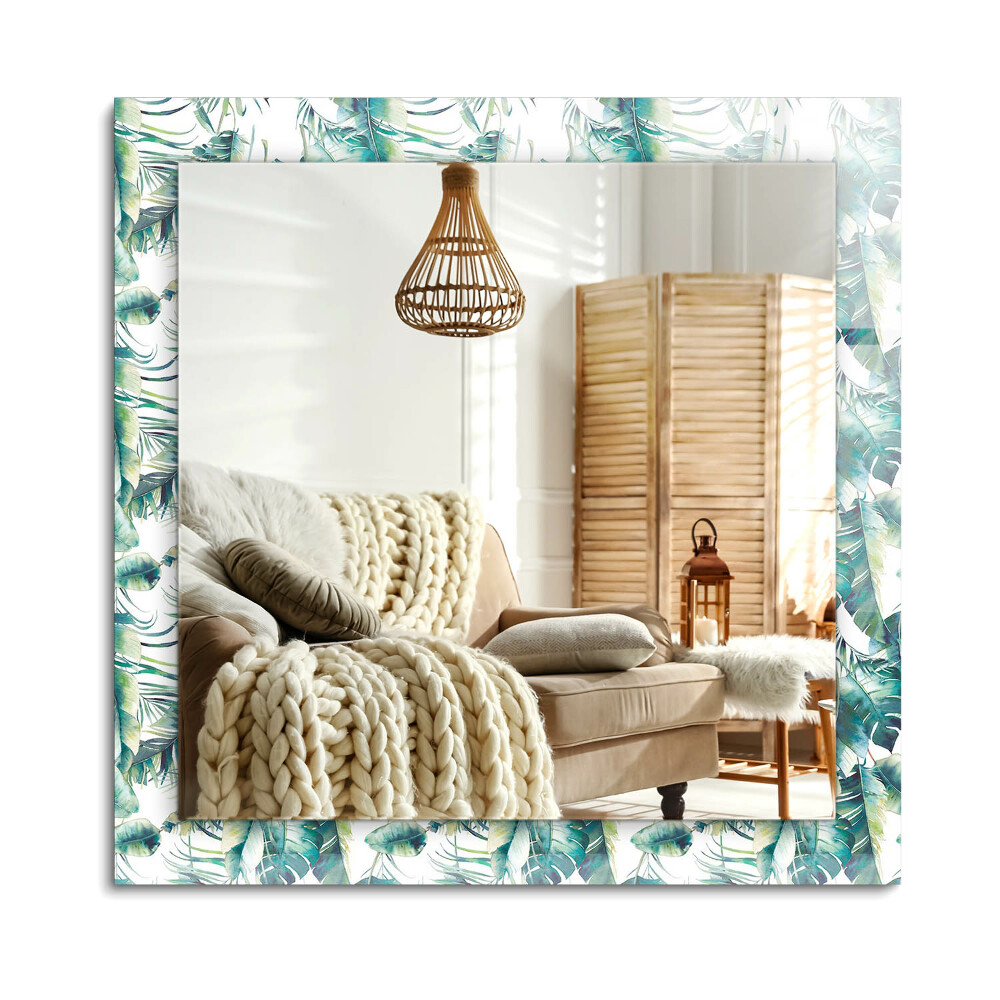 Oglinda cu decor dreptunghiulară Frunze tropicale verzi