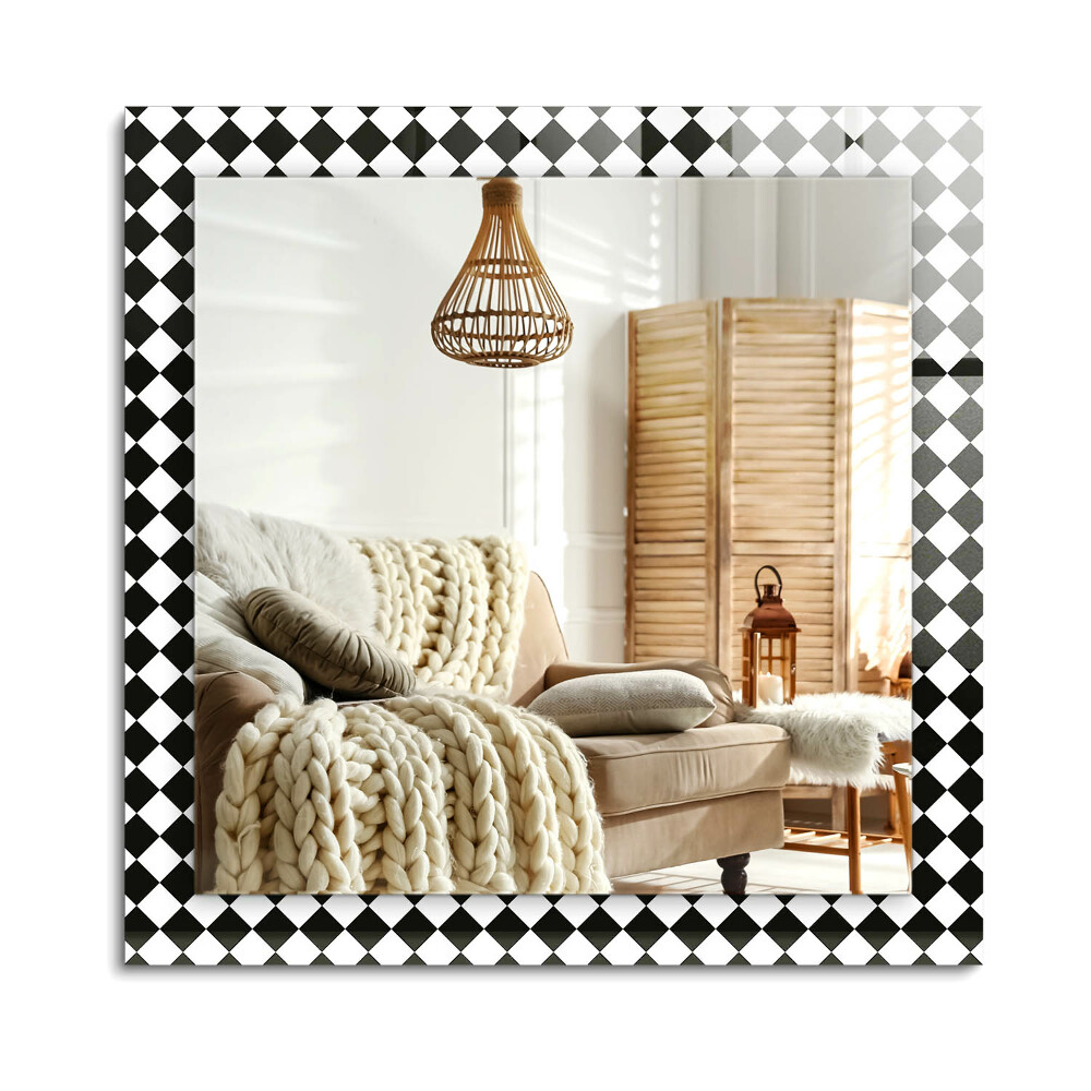 Oglinda cu decor dreptunghiulară tablă de șah alb-negru