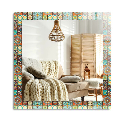 Oglinda dreptunghiulară imprimata Plăci de mozaic colorate