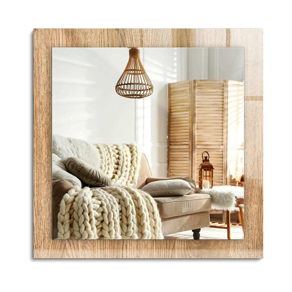 Oglinda dreptunghiulară rama cu imprimeu Textură de lemn