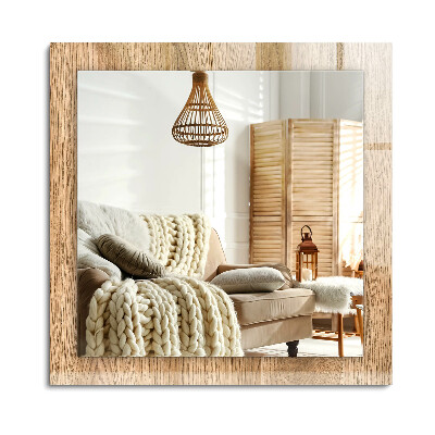 Oglinda dreptunghiulară rama cu imprimeu Textură de lemn