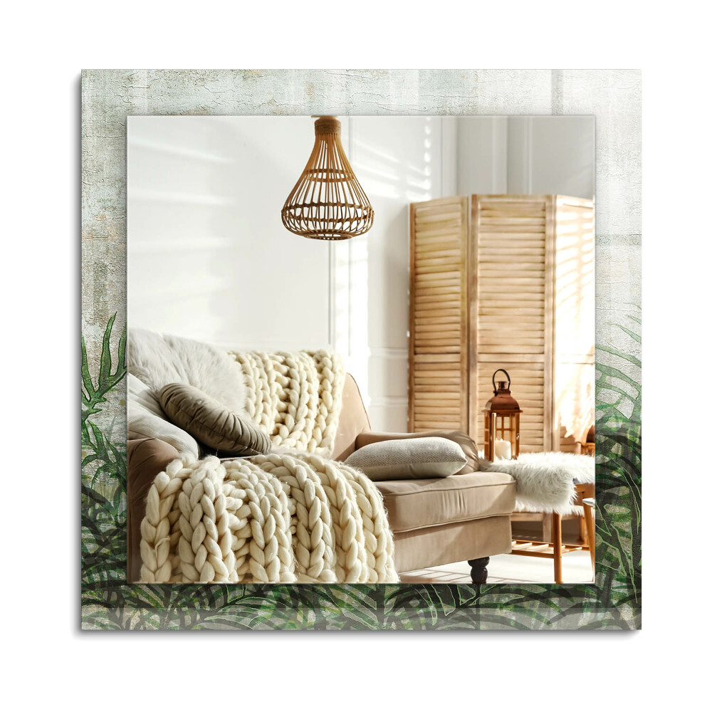 Oglinda dreptunghiulară rama cu imprimeu Frunze verzi de ferigă