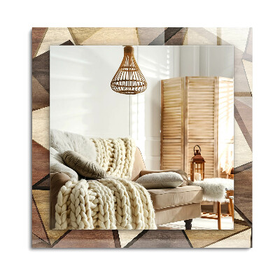 Oglinda dreptunghiulară rama cu imprimeu Modele geometrice din lemn