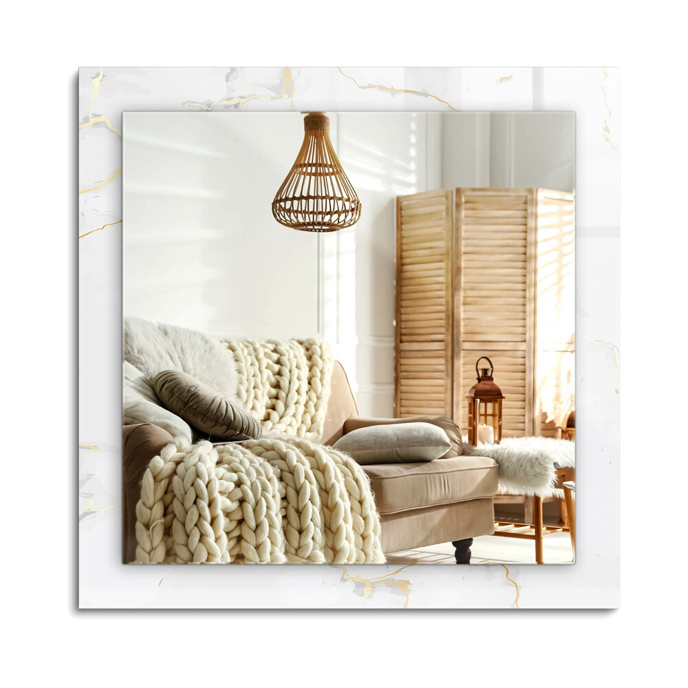 Oglinda dreptunghiulară decor perete Model de marmură albă