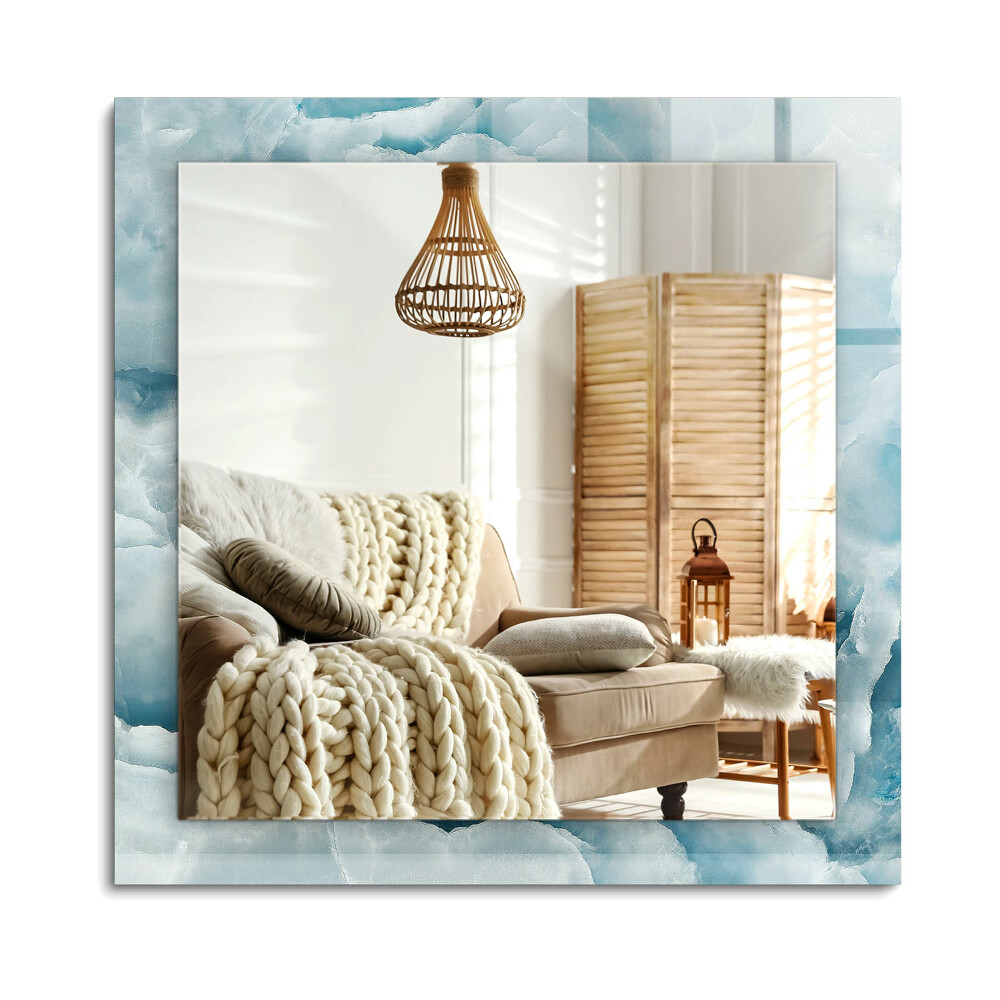Oglinda cu decor dreptunghiulară Textură de marmură albastră