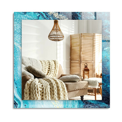 Oglinda cu decor dreptunghiulară Artă abstractă albastră