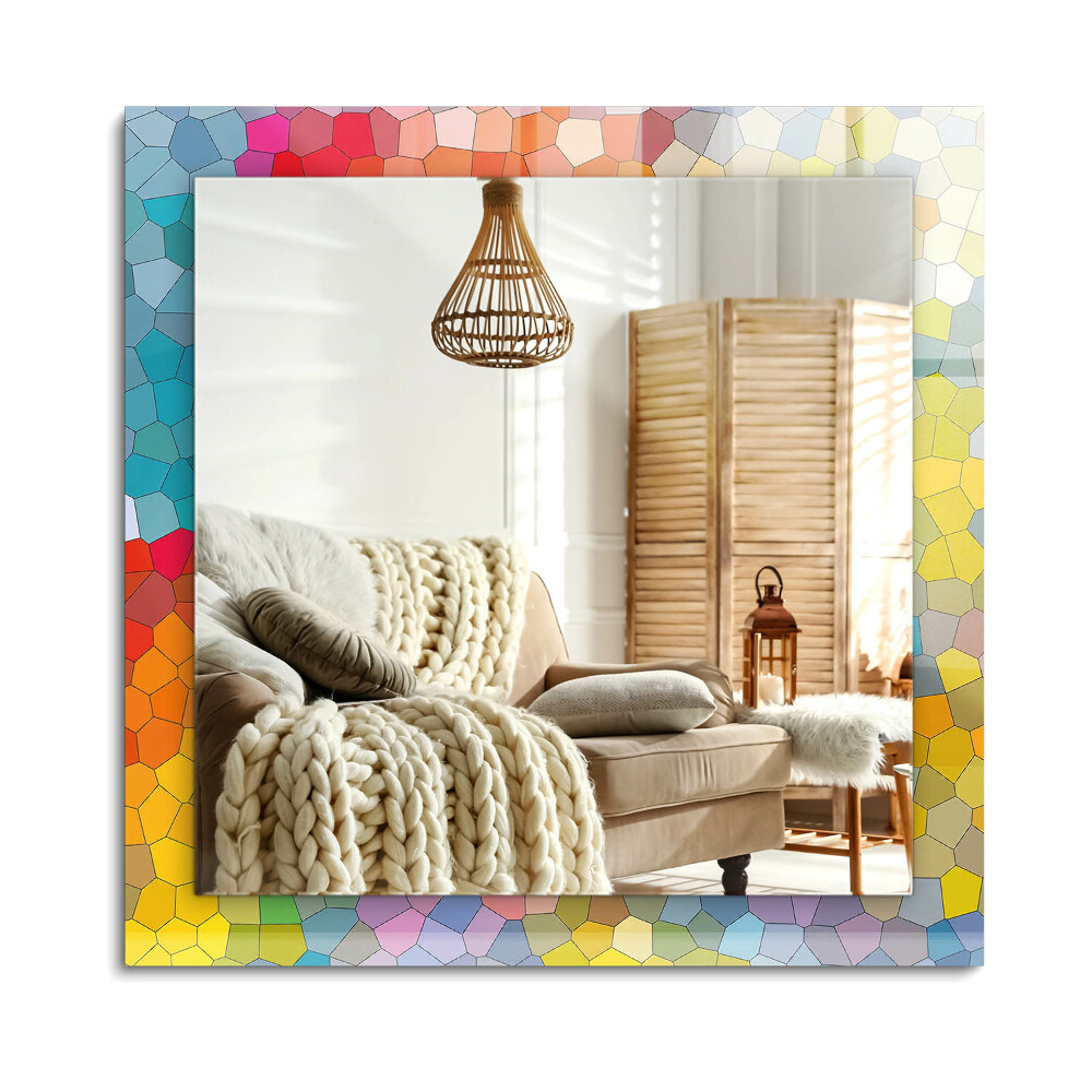 Oglinda dreptunghiulară imprimata Mozaic abstract colorat
