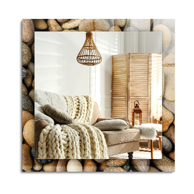 Oglinda dreptunghiulară imprimata Pietre netede colorate