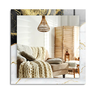 Oglinda cu decor dreptunghiulară Artă abstractă aurită