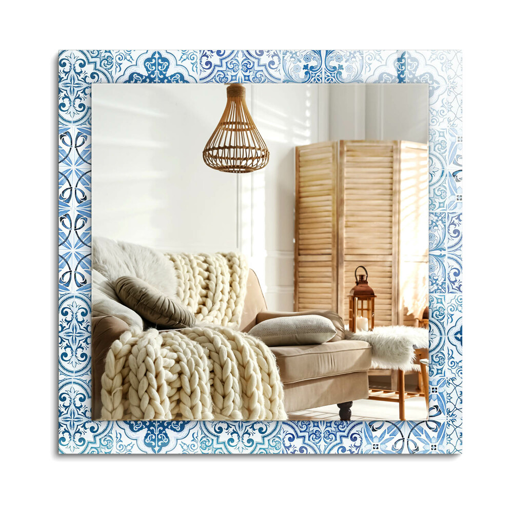 Oglinda cu decor dreptunghiulară Plăci decorative albastre