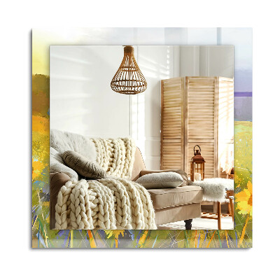 Oglinda dreptunghiulară imprimata Câmp de floarea-soarelui