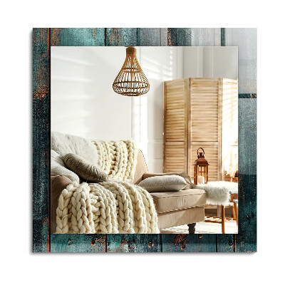 Oglinda cu decor dreptunghiulară Plăci verzi din lemn