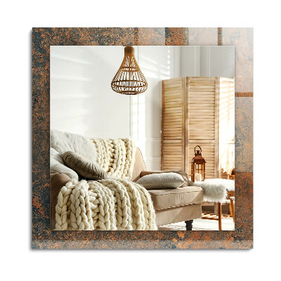 Oglinda dreptunghiulară rama cu imprimeu Metal ruginit