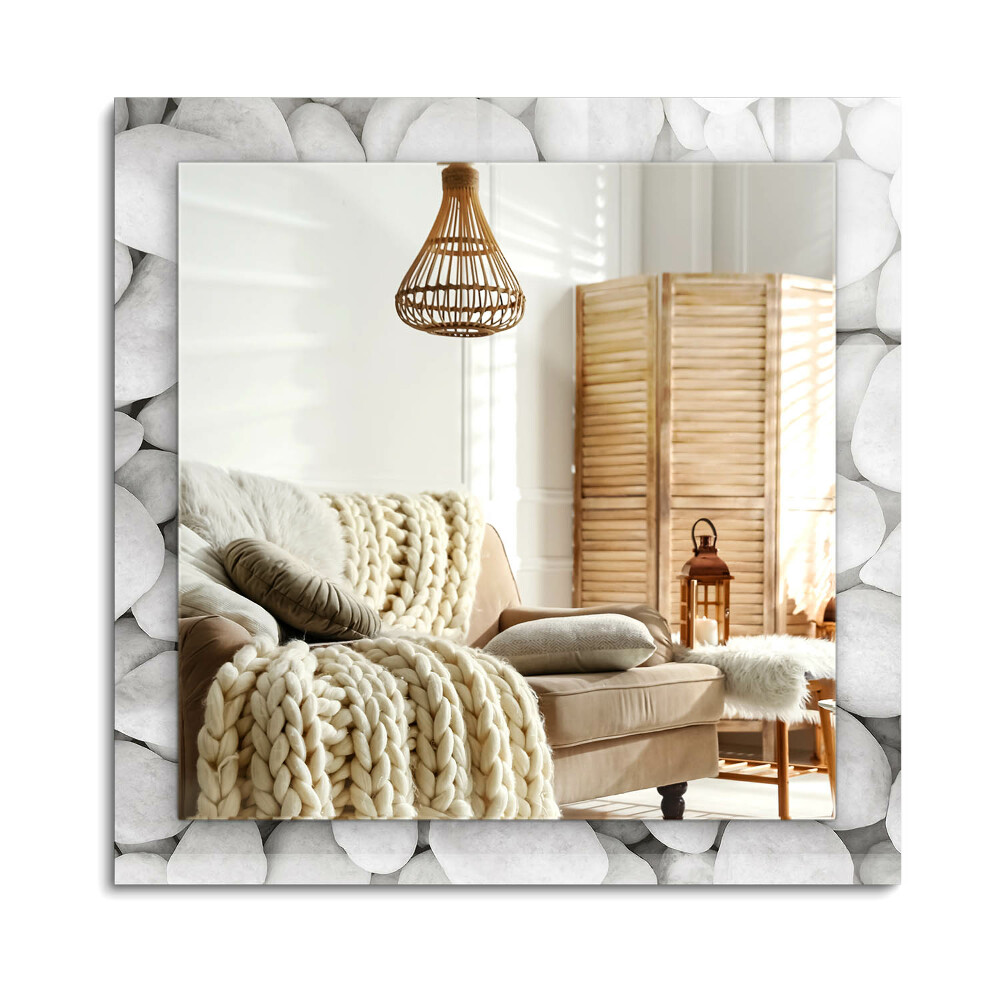 Oglinda dreptunghiulară rama cu imprimeu Pietre albe netede