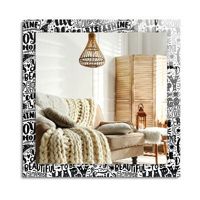 Oglinda dreptunghiulară imprimata Litere motivaționale de mână