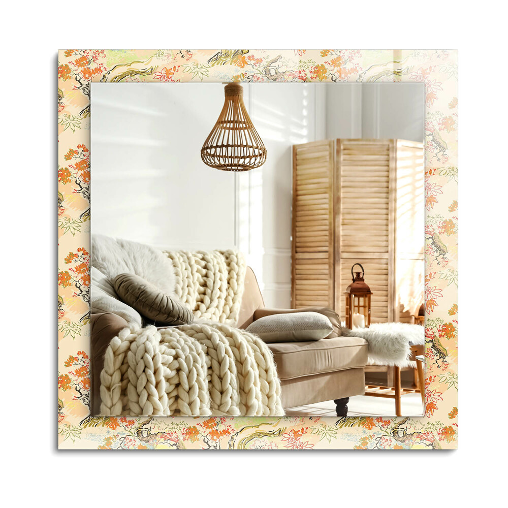 Oglinda dreptunghiulară imprimata Grădină japoneză