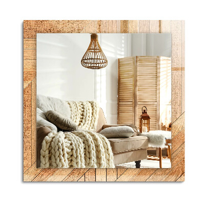 Oglinda dreptunghiulară rama cu imprimeu parchet din lemn