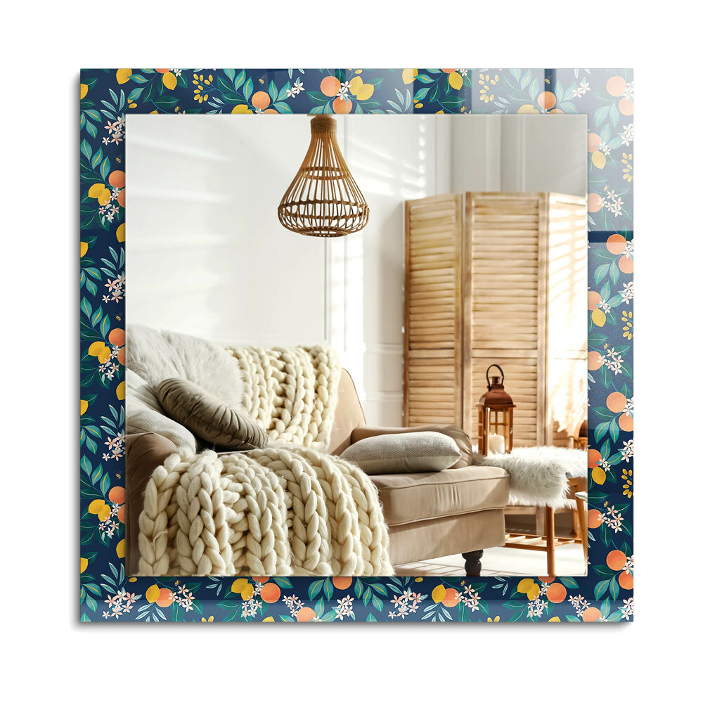 Oglinda dreptunghiulară imprimata Flori și fructe