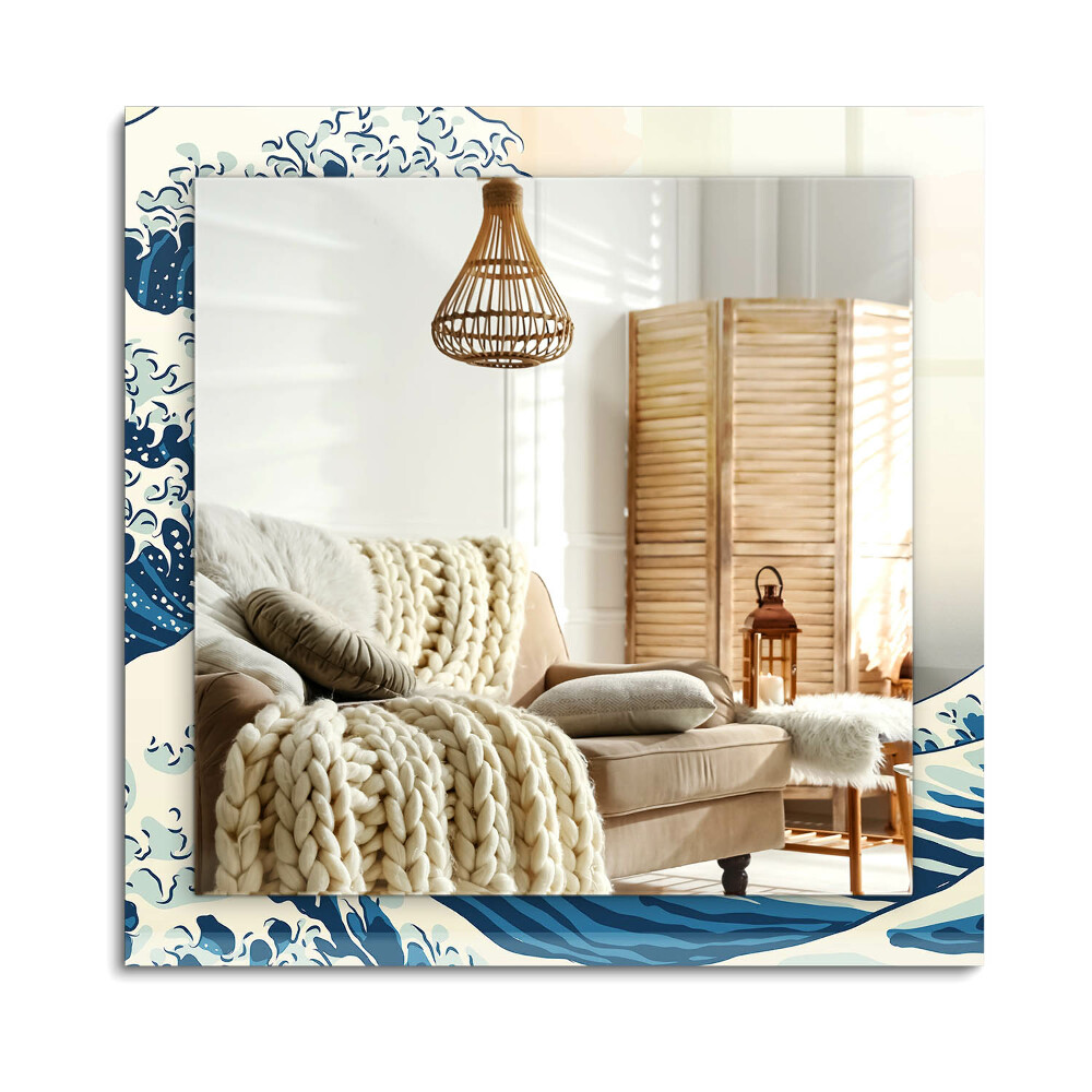 Oglinda cu decor dreptunghiulară Marele Val de lângă Kanagawa