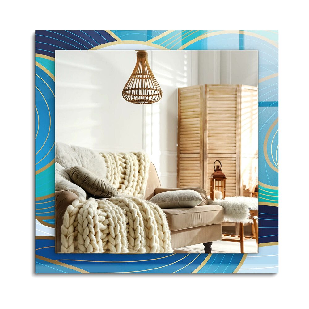 Oglinda dreptunghiulară decor perete Modele de valuri albastre
