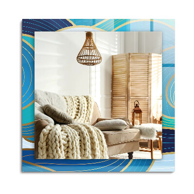 Oglinda dreptunghiulară decor perete Modele de valuri albastre
