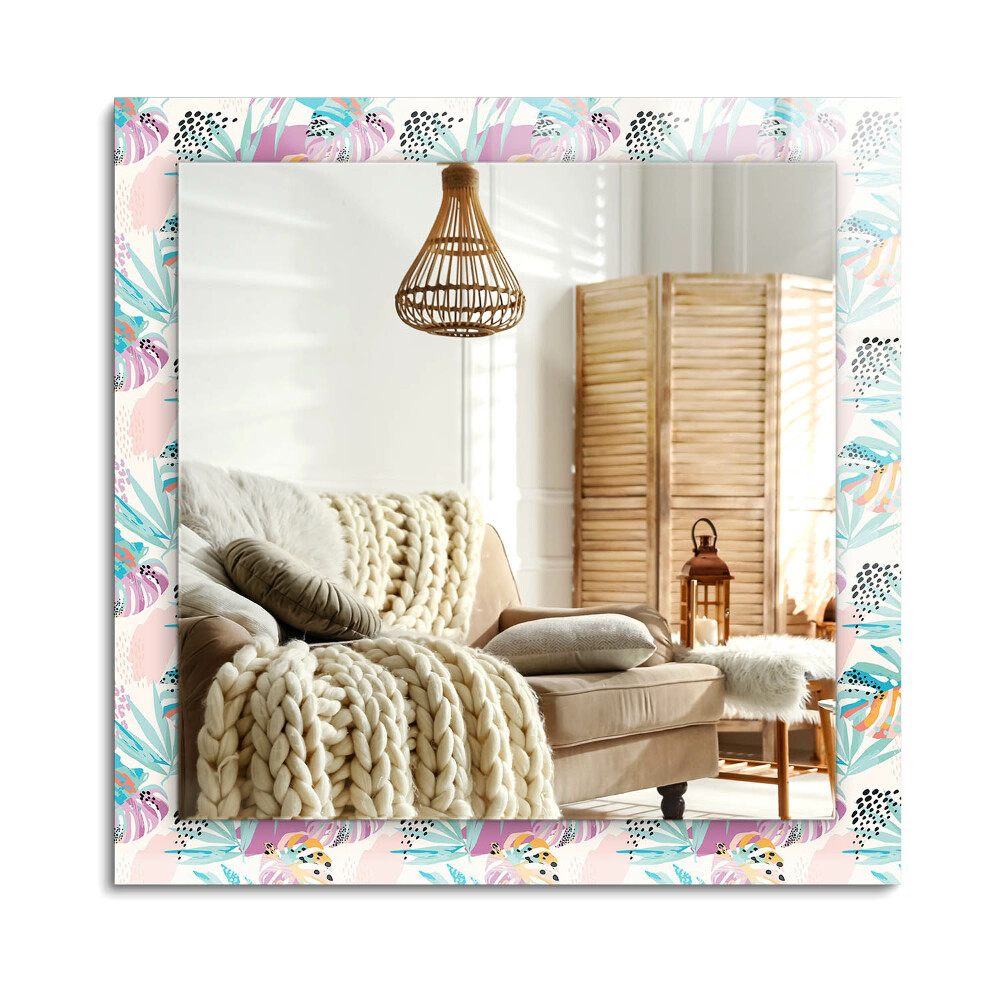 Oglinda dreptunghiulară decor perete Frunze tropicale colorate