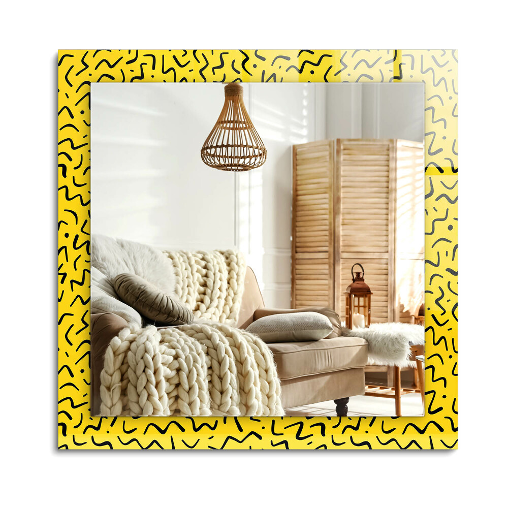 Oglinda cu decor dreptunghiulară Model abstract galben