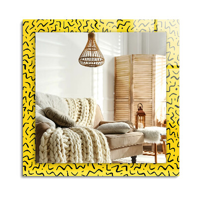 Oglinda cu decor dreptunghiulară Model abstract galben