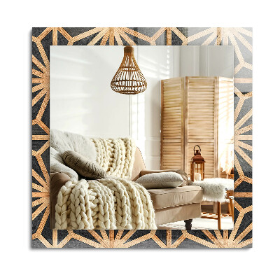 Oglinda dreptunghiulară decor perete Model geometric din lemn