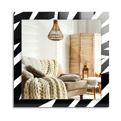 Oglinda dreptunghiulară rama cu imprimeu Geometrie alb-negru