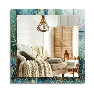 Oglinda dreptunghiulară decor perete Linii de frunze