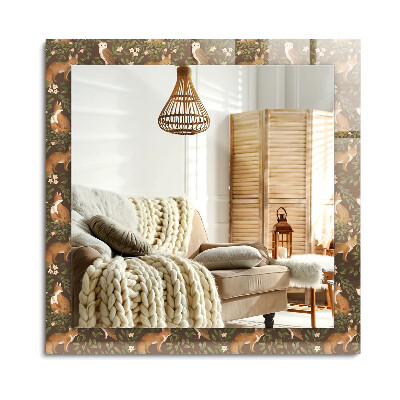 Oglinda dreptunghiulară rama cu imprimeu Vulpea și Bufnița