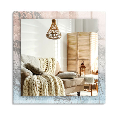 Oglinda cu decor dreptunghiulară Plante pastelate