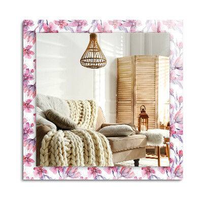 Oglinda cu decor dreptunghiulară Model de acuarelă cu flori