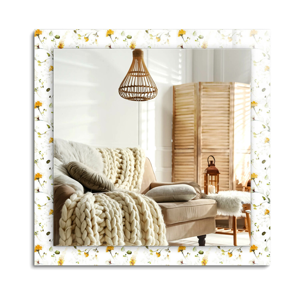 Oglinda dreptunghiulară decor perete Model de flori cu frunze