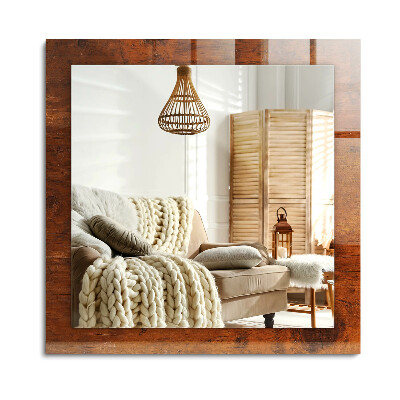 Oglinda cu decor dreptunghiulară Masă veche de lemn