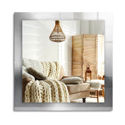 Oglinda dreptunghiulară rama cu imprimeu Suprafață metalică rotundă