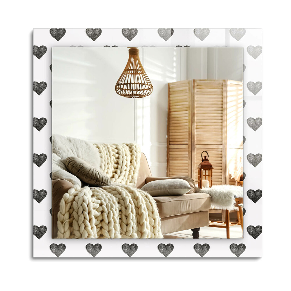 Oglinda cu decor dreptunghiulară Model de inimi negre