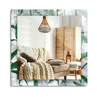 Oglinda dreptunghiulară decor perete Frunzele verzi ale plantei