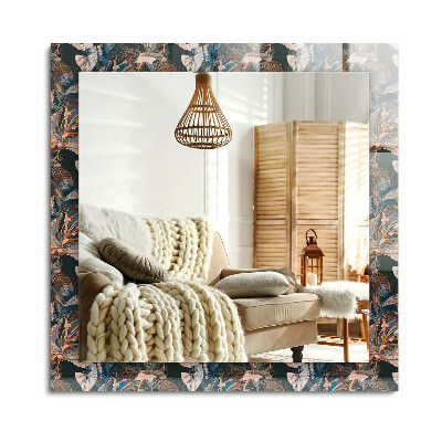 Oglinda dreptunghiulară decor perete Flori și frunze