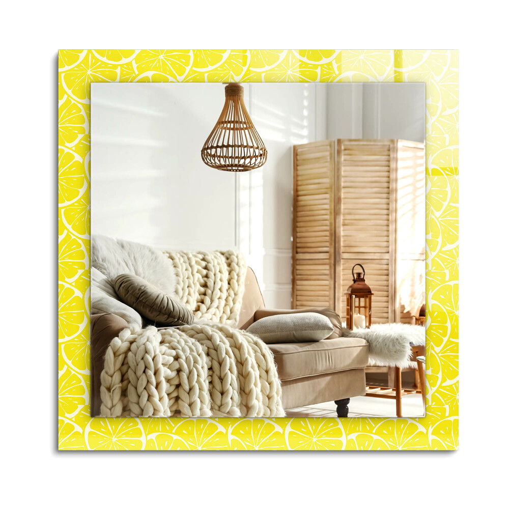 Oglinda dreptunghiulară decor perete Model felii de lămâie