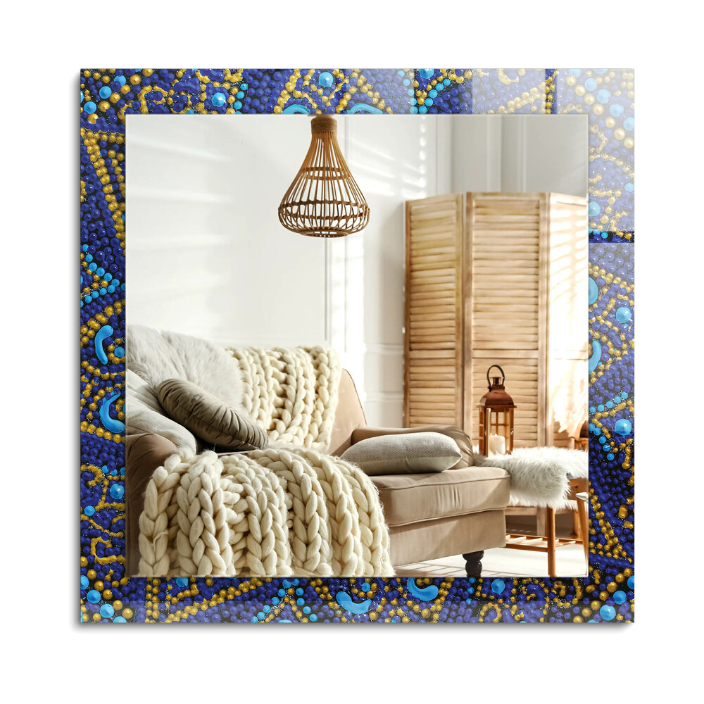 Oglinda dreptunghiulară decor perete Mandala punctată albastră