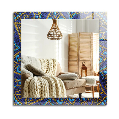 Oglinda dreptunghiulară decor perete Mandala punctată albastră