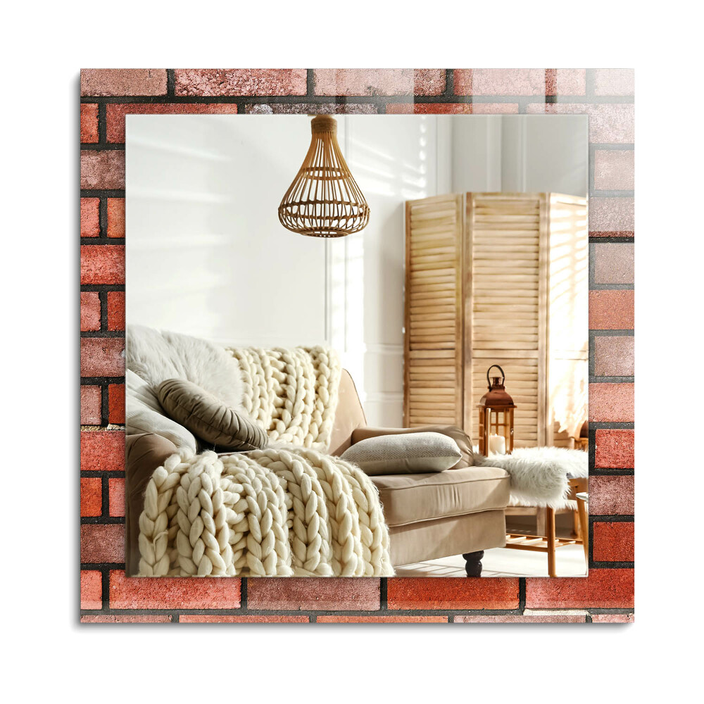 Oglinda dreptunghiulară decor perete Zid de cărămidă roșie