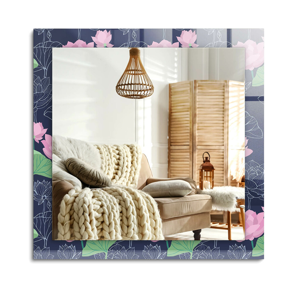 Oglinda dreptunghiulară decor perete Flori de lotus roz