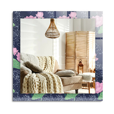 Oglinda dreptunghiulară decor perete Flori de lotus roz