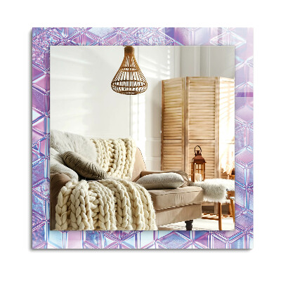 Oglinda dreptunghiulară rama cu imprimeu Cuburi colorate transparente