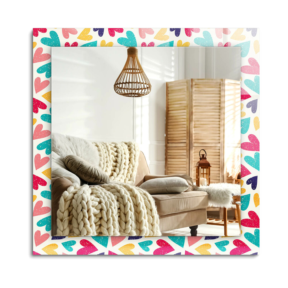 Oglinda dreptunghiulară imprimata Model de inimioare colorate