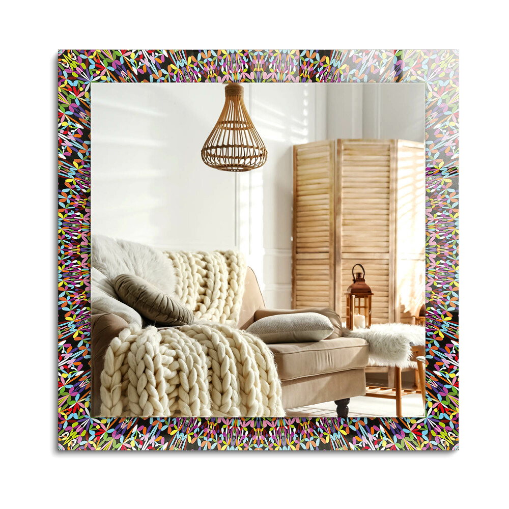 Oglinda dreptunghiulară rama cu imprimeu Model de mandală colorat